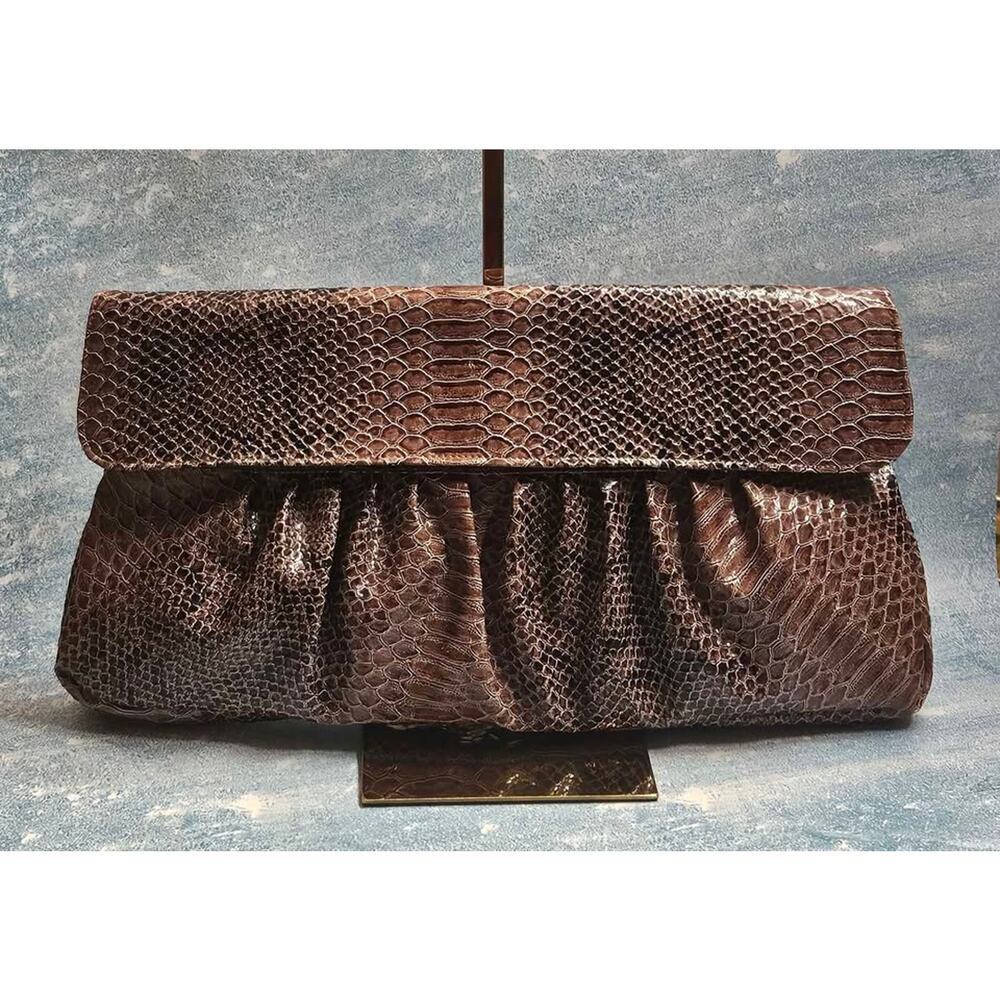 Oversized Faux Python Clutch – Bold, Shiny, and Practically New